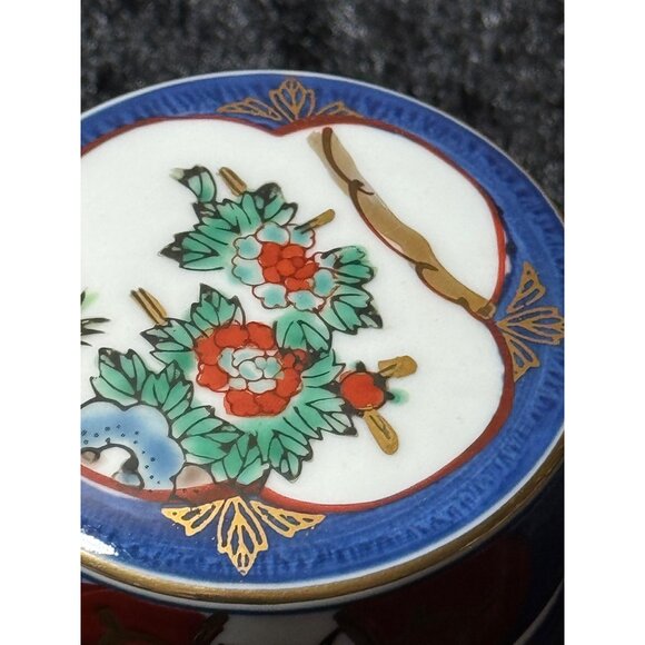 Vintage Japenese Gold Imari Covered Porcelain Container Ginger Jar Cigerate Jar - Picture 3 of 14